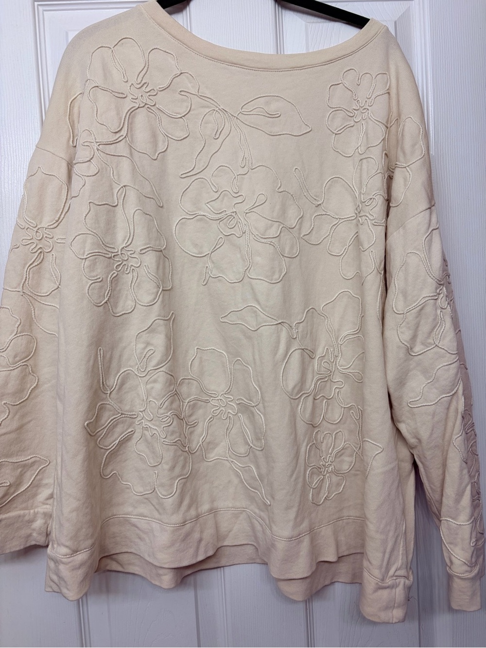 J. Jill Cream Floral Applique Sweatshirt